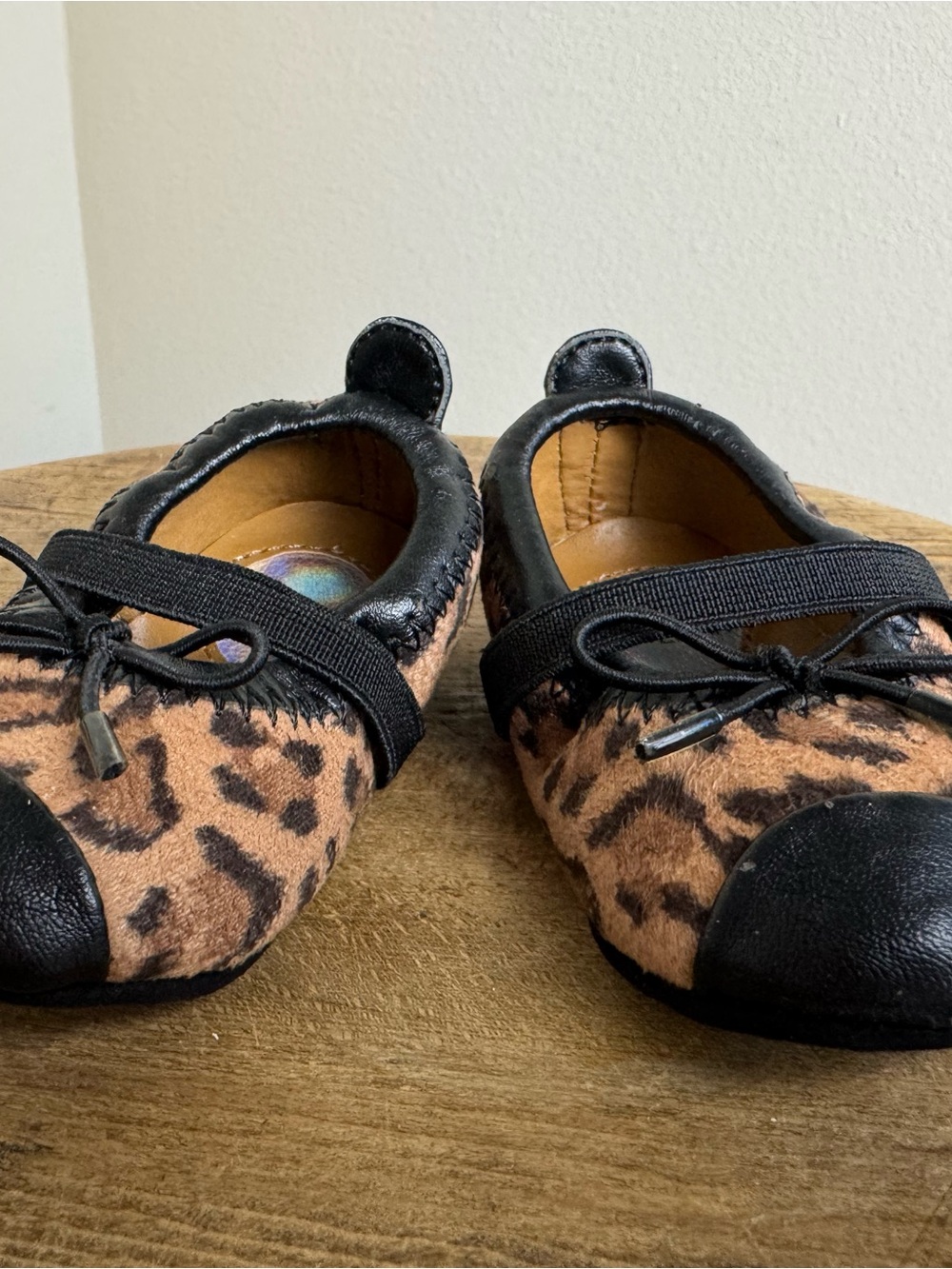 Baby Stuart Weitzman Leopard Print Mary Jane Ballet Flats with Bow